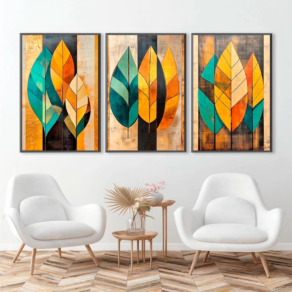 Quadro Decorativo Trio Abstrato Botânico