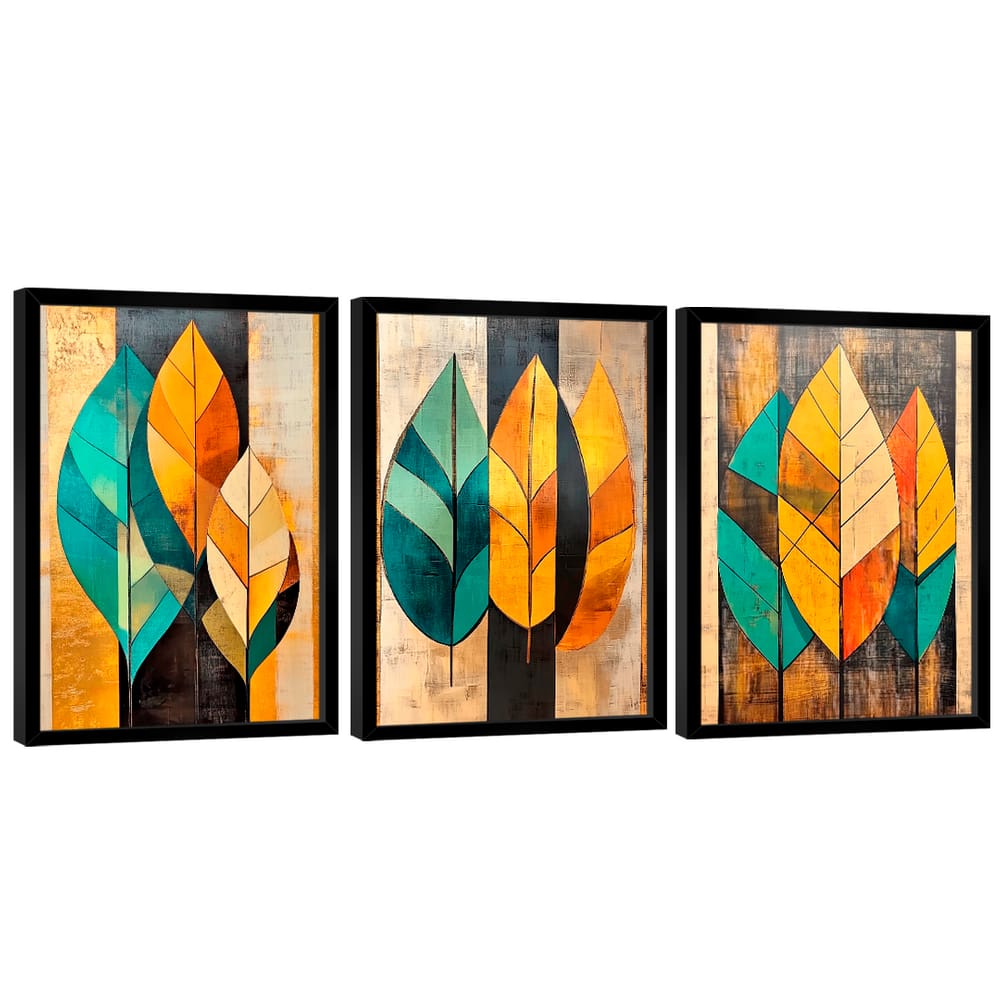 Quadro Decorativo Trio Abstrato Botânico