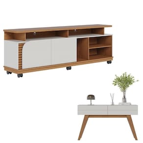 Rack Bancada Jurerê 1.8 Freijó Off White Matte com Aparador Noronha Off White Matte - Colibri
