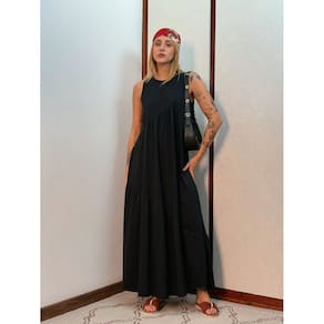 Vestido Longo Feminino malha algodão Aveloz Preto