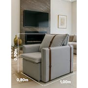 Poltrona Sofá Cama Valence Premium Cinza 0.80cm Softgel D33