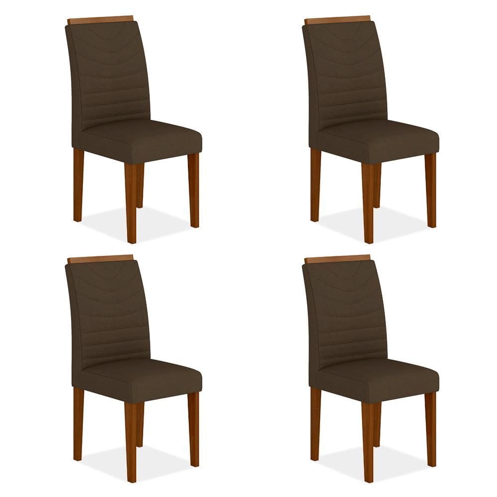Kit 04 Cadeiras Lima Wood Cinamomo/ Marrom - Moveis Arapongas