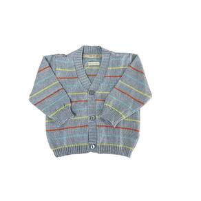 Casaco de Tricô de Bebê Listrado Cores Tricô Kids Azul Claro