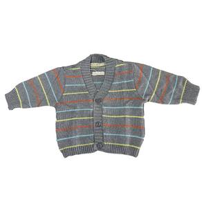 Casaco de Tricô de Bebê Listrado Cores Tricô Kids Cinza