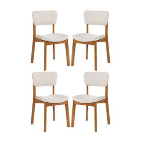 Kit 4 Cadeiras de Jantar Frame em Madeira Estofada Camurça Bege Claro N12 RMI