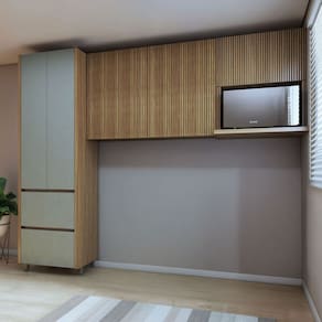 Cozinha Compacta Rainha 5 Portas 2 Gavetas Verde/Natural - Nesher