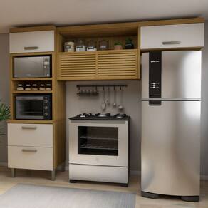 Cozinha Compacta Princesa 4 Portas 1 Gaveta Freijó/Off White - Nesher