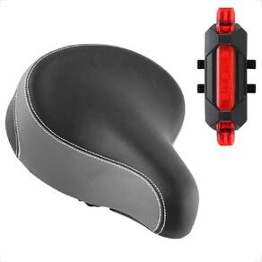 Selim Banco Celim Preto Bundao Confortável Grande Retro 2 Molas Extra Largo + Sinalizador Led