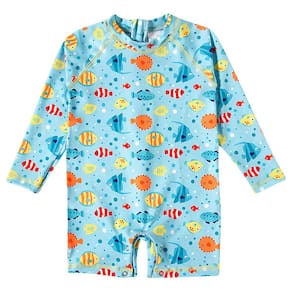 Macaquinho Praia Infantil Proteção UV 50+ Peixinhos Azul Tip Top