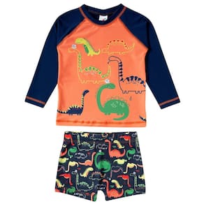 Conjunto Praia Infantil Proteção UV 50+ Dinossauros Marinho Tip Top