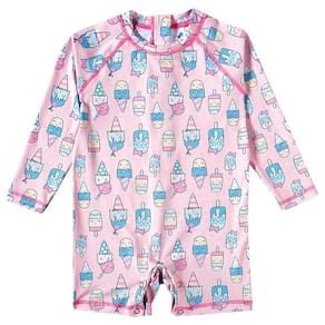 Macaquinho Praia Infantil Proteção UV 50+ Sorvetes Rosa Tip Top