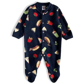 Pijama Macacão Bebê Soft Fast Food Marinho Tip Top