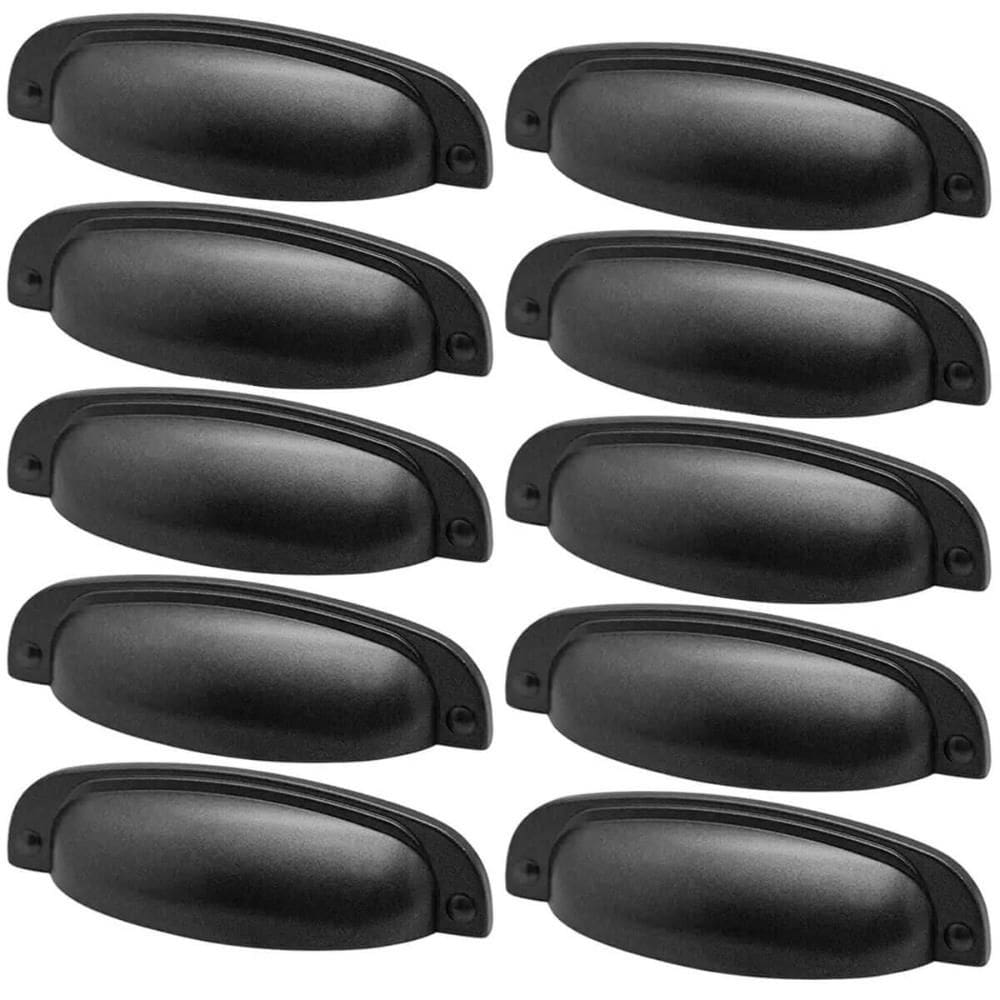 Kit 10 Puxadores Preto Fosco 2773 Quebec Concha Móveis Armários Gavetas Torralba