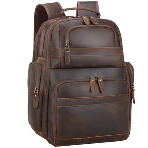 Mochila TIDING de couro integral para homens e laptop de 15,6"