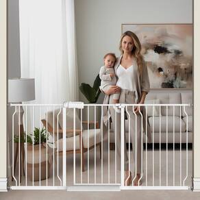 Portão para bebês TSAYAWA extra largo com porta 158-170 cm - branco
