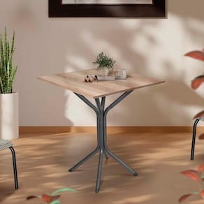 Mesa De Jantar Aço 4 Lugares 68cm Preto Carvalho Atticus