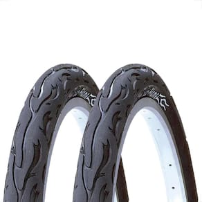 Par Pneu Bike 26 x 2.125 Balão Kenda Flame Preto Bicicleta Montadinha Motorizada Manobras freeride