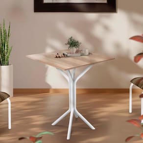 Mesa De Jantar Aço 4 Lugares 68cm Branco Carvalho Atticus