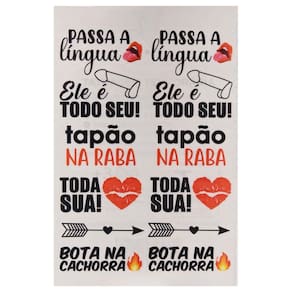 Tatuagem Temporária Tapão na Raba Sexy Ousada e Divertida 12 Desenhos Provocantes