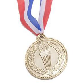 Réplica de medalha de ouro de estilo olímpico com cordão vermelho, branco e azul