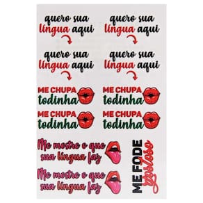 Tatuagem Temporária Me Chupa Sexy Divertida e Ousada 11 Desenhos Provocantes