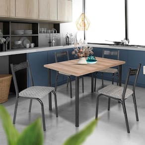 Mesa De Cozinha Com 4 Cadeiras Preto Carvalho Manteiga Alexia