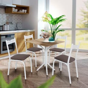 Mesa Pequena Para Cozinha 4 Cadeiras Branco Carvalho Ash