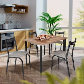 Mesa Com 4 Cadeiras 110x72 Preto Carvalho Manteiga Ash