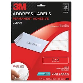 Etiqueta de endereço 3M 3400-E Retângulo de 1x4cm - 200 Clear Laser