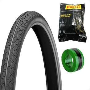 Pneu bicicleta bike Levorin Vereda aro 26 x 1.1 / 2x2 monark caloi + camara pirelli + fita antifuro