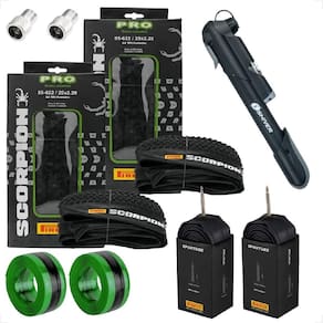 Par Pneu Pirelli Scorpion Aro 29 x 2.20 Kevlar Cravudo Mtb Par Camara Bomba manometro Fita adaptador