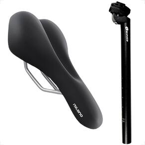 Kit Banco Selim Bike Mola Gel Conforte Mtb Anatômico Com Canote 27.2 x 350mm Aluminio com carrinho