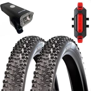 Par Pneu bicicleta Levorin Excess aro 26 x 1.95 Cravudo banda leve balao trilha mtb + Sinalizador e farol