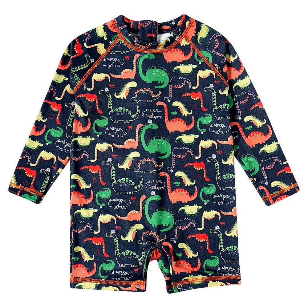 Macaquinho Praia Infantil Proteção UV 50+ Dinossauros Marinho Tip Top