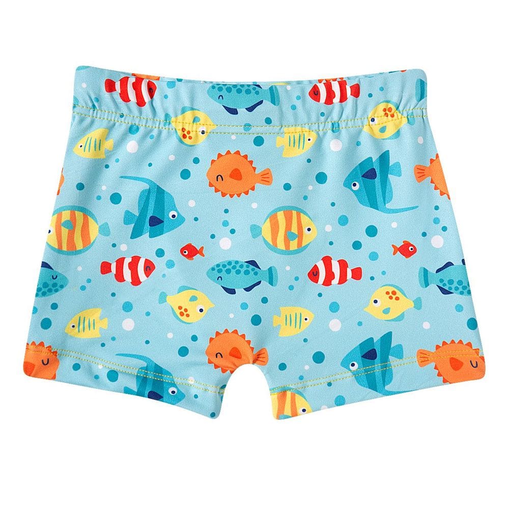Sunga Boxer Infantil Proteção UV 50+ Peixinhos Azul Tip Top