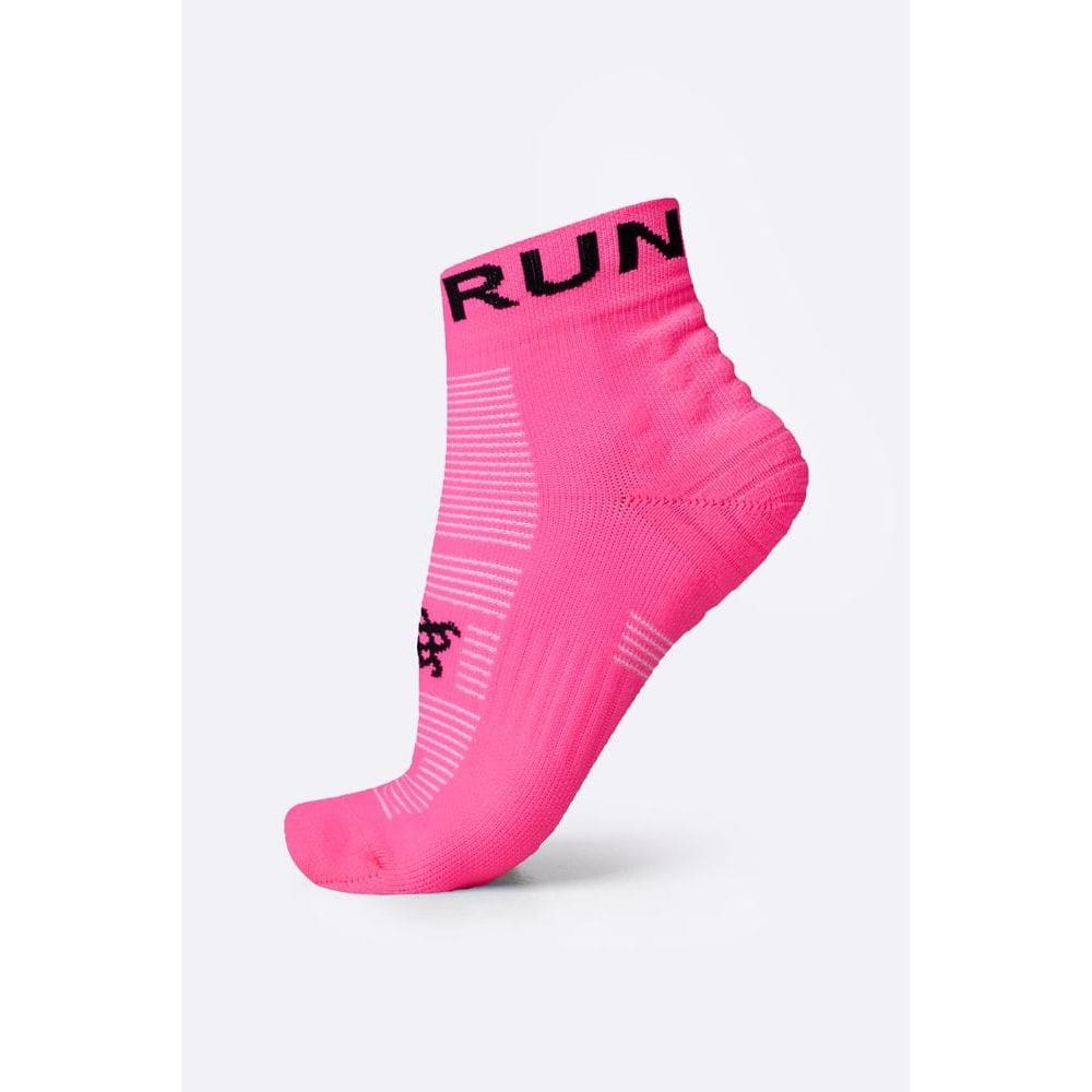 Meia Curta para Corrida HUPI Running Pro Run Rosa Neon LT