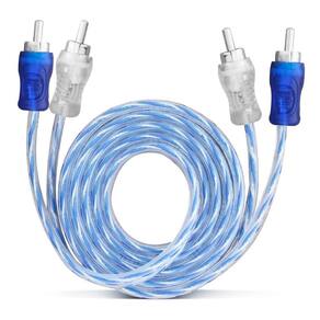Cabo Rca 1 Metro Dupla Blindagem Injetado 4mm Azul E Prata