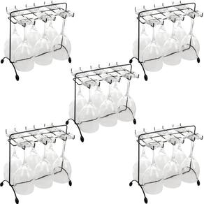 Kit 5 Suportes Pendurar Taças Utimil Preto Aramado Bancada 16x27cm Organizador