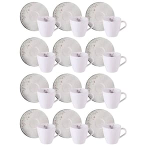Conjunto 12 Xícaras e Pires Porcelana 200ml Floralis Tramontina Branco Chá Café