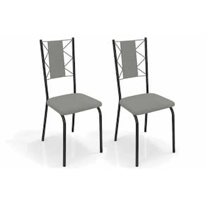 Cadeira Sala de Jantar Lisboa 2C076PRF Aço Kit 2 Un Preto/Boucle Cinza - Kappesberg