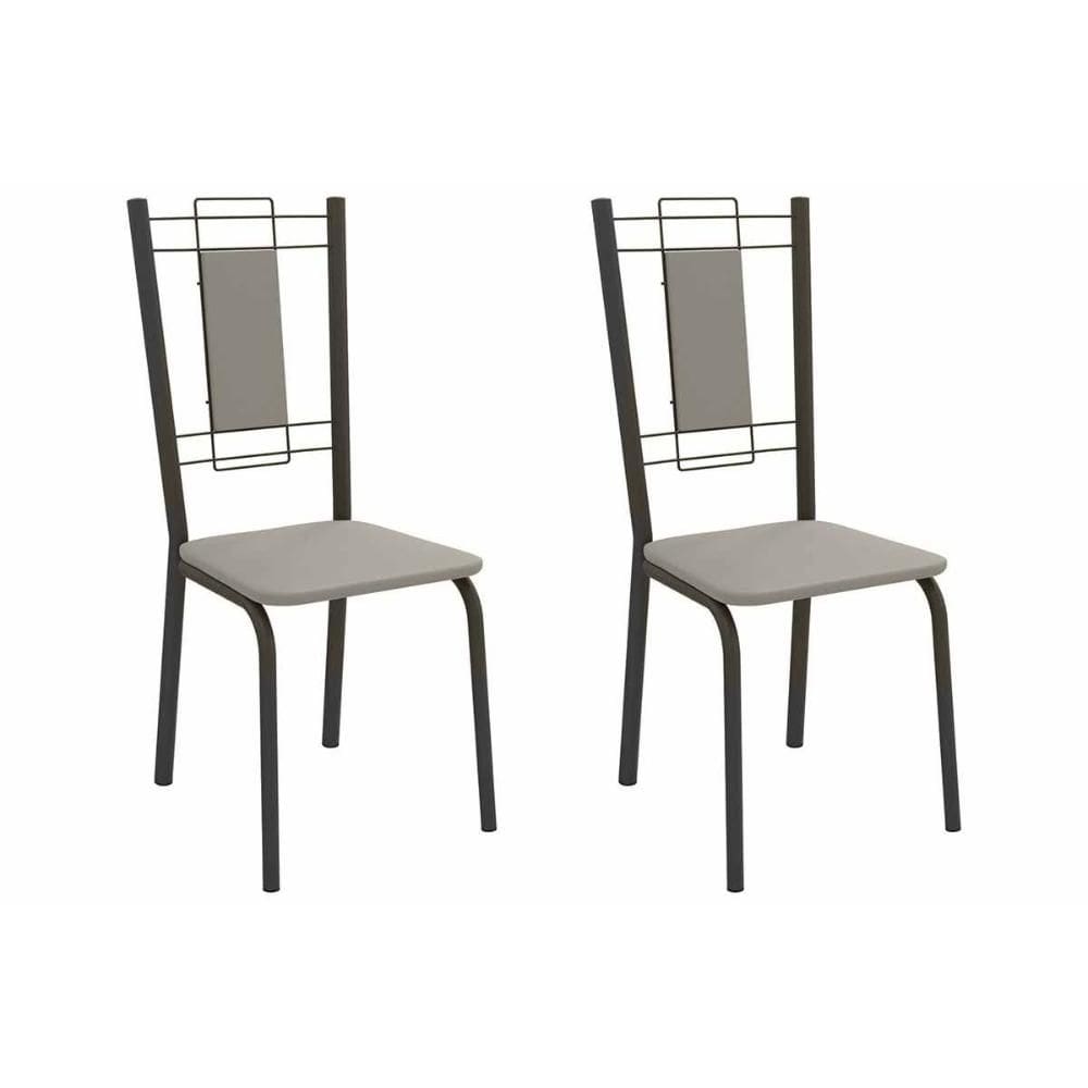 Cadeira Sala de Jantar Florença 2C005PRF Aço Kit 2 Un Preto/Suede Cappuccino - Kappesberg