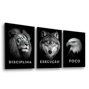 Quadro Decorativo Trio Foco, Disciplina e Execução Premium