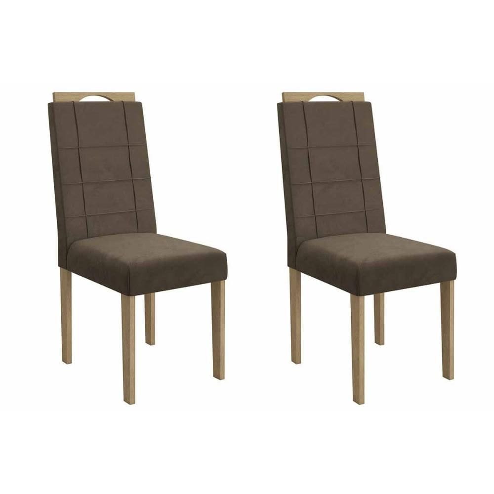 Cadeira Sala de Jantar Flora 2CAD161 Madeirado Kit 2 Un Carvalho/Suede Capuccino - Kappesberg