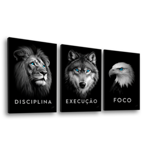 Quadro Decorativo Trio Foco, Disciplina e Execução Premium