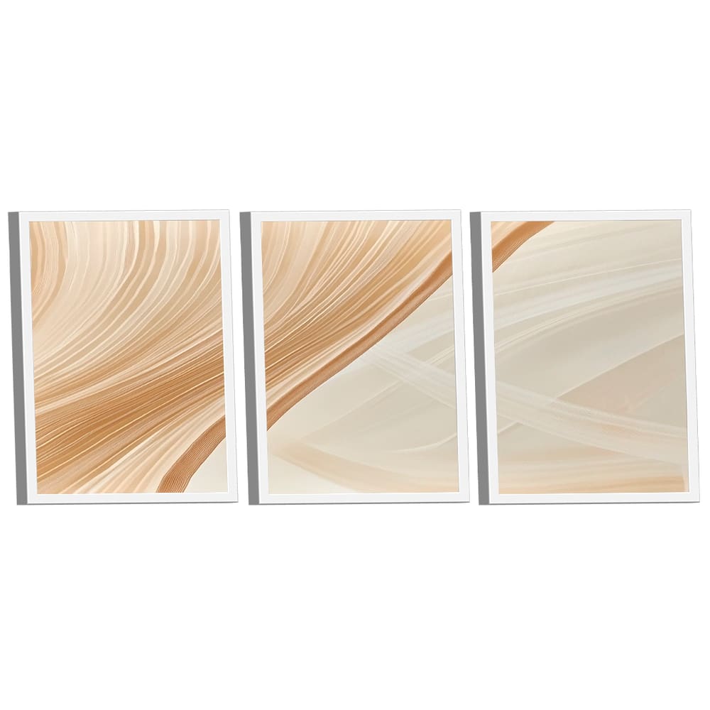 Quadro Decorativo Abstrato Linhas Bege