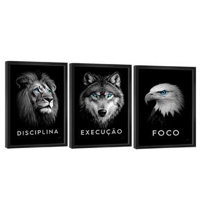 Quadro Decorativo Trio Foco, Disciplina e Execução Premium