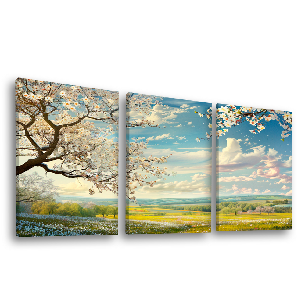 Quadro Decorativo Trio Paisagem Branca 3 Peças