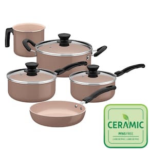 Jogo de Panelas Tramontina Revestimento Cerâmico 5 Peças Évora cor Capuccino