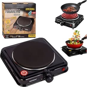 Fogão Pequeno Elétrico Cooktop 1 Boca 1000W - 220V Portátil 5 Temperaturas Compacto Viagens Cozinha