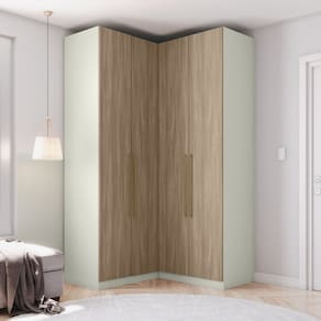 Guarda-roupa Modulado de Canto 4 Portas 3 Gavetas Seletto Areia/Jequitibá